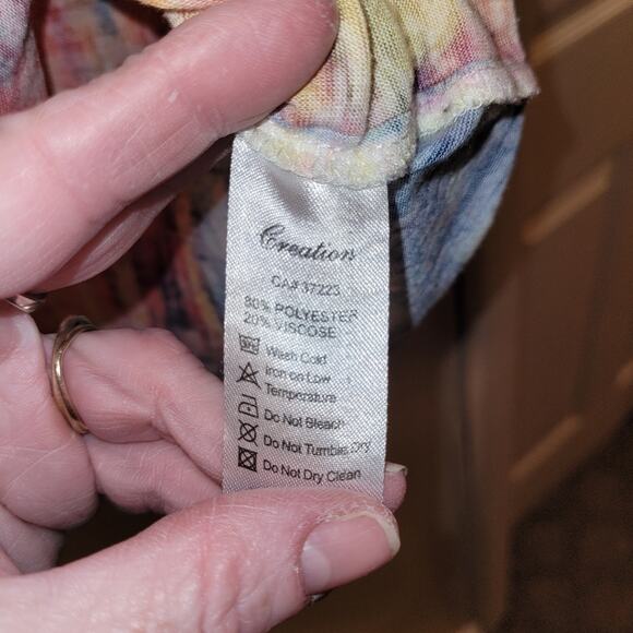 Vtg Y2k Womens Multicolor Artistic Women's 1/4 Sleeve Top Sequined Studs M - Picture 4 of 7